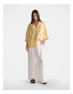 Linen Blend 3/4 Shirt in Yellow