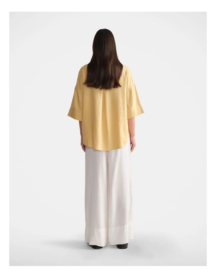 Linen Blend 3/4 Shirt in Yellow image 2