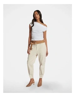 Ally Tipped Shoudler Top in White