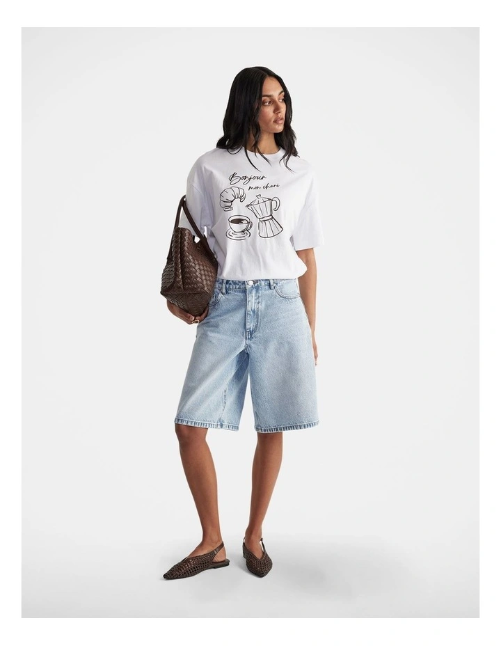 Bonjour Print Tee in White image 1