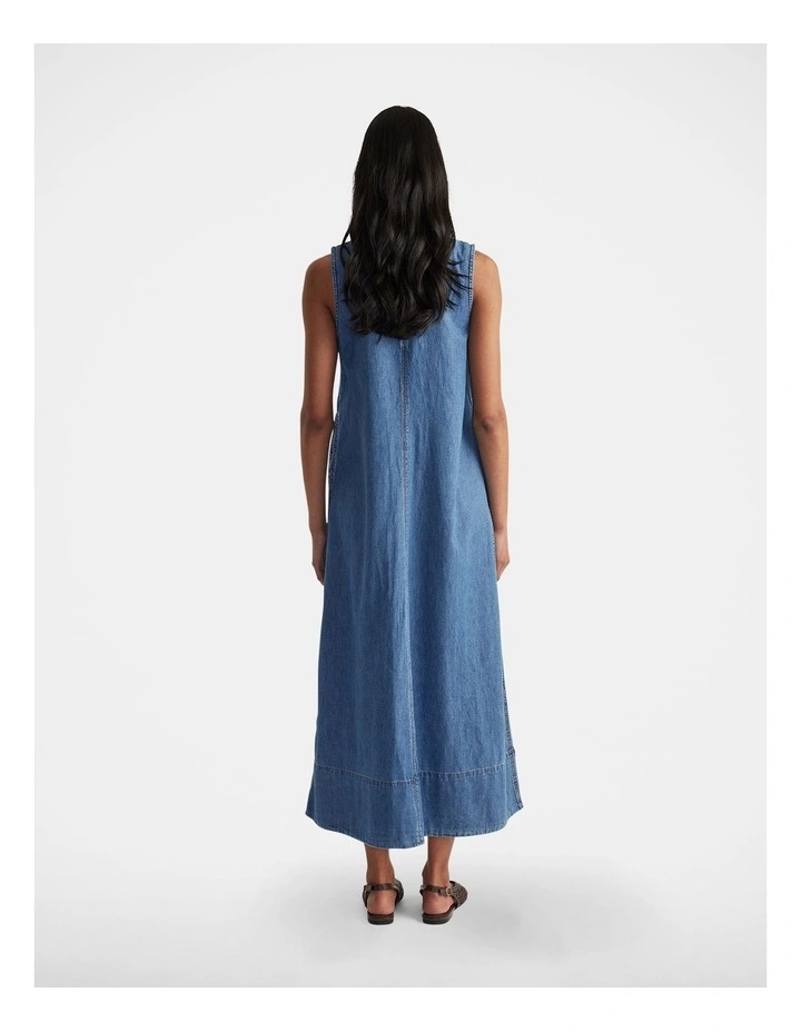 Natalie Denim Maxi Dress in Blue image 2