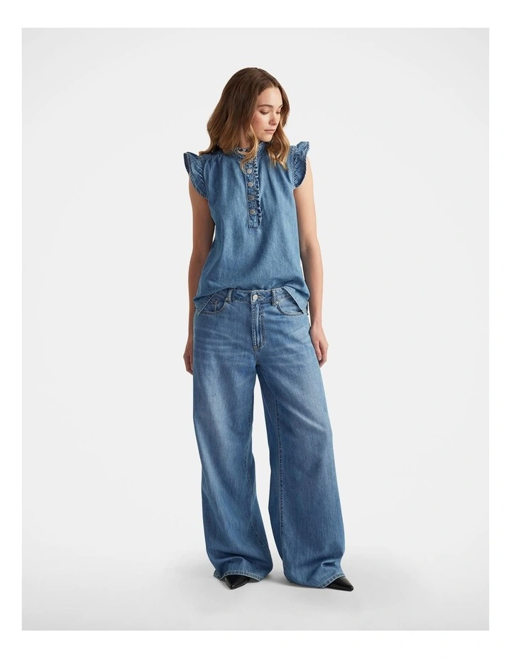 Celeste Denim Ruffle Blouse image 1