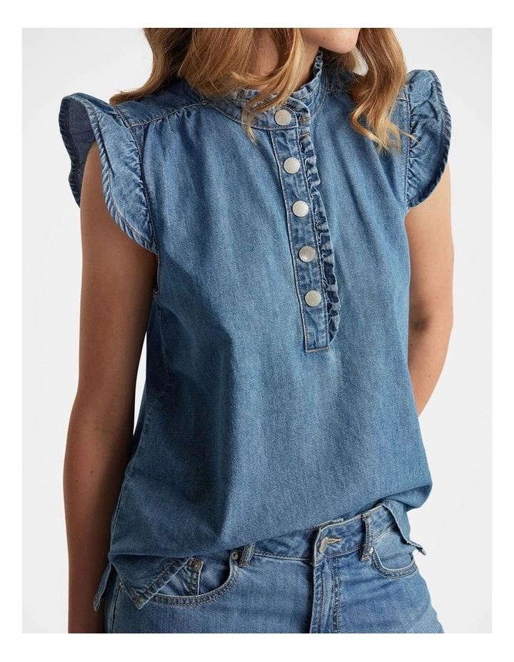 Celeste Denim Ruffle Blouse image 3