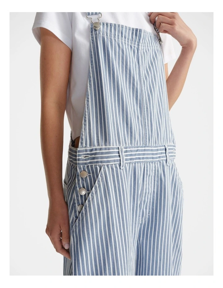 Stripe Barrel Overalls Jumpsuit in Blue image 3