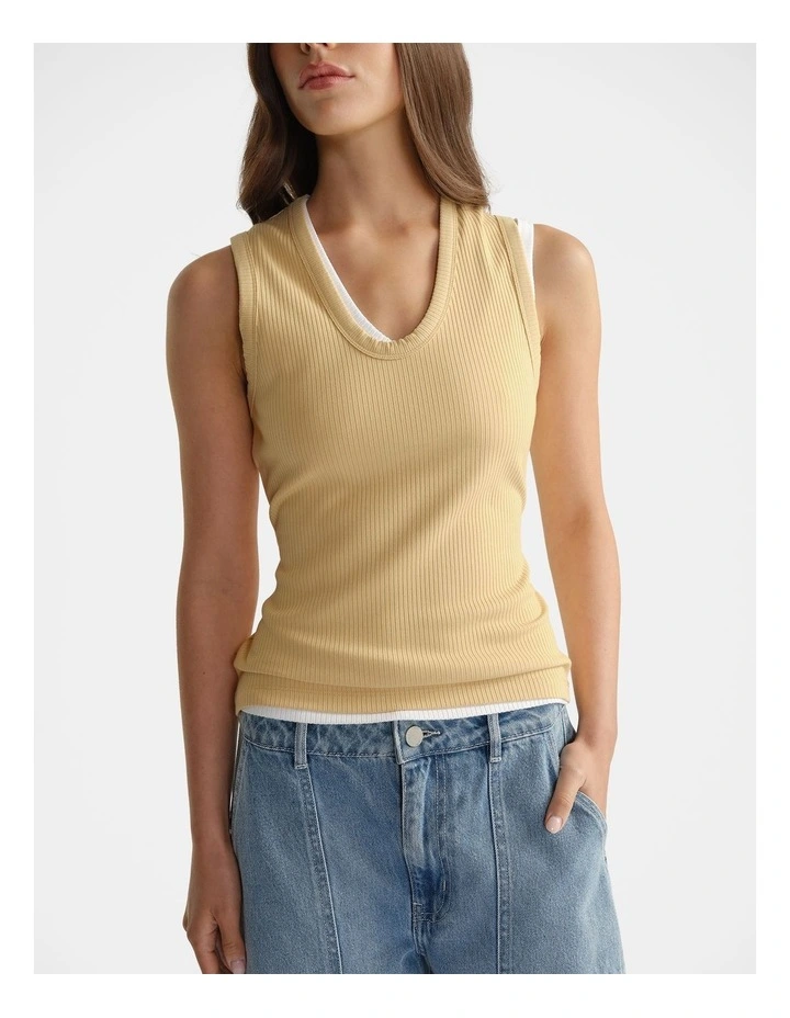 Ribbed Scoop Tank in Yellow image 3