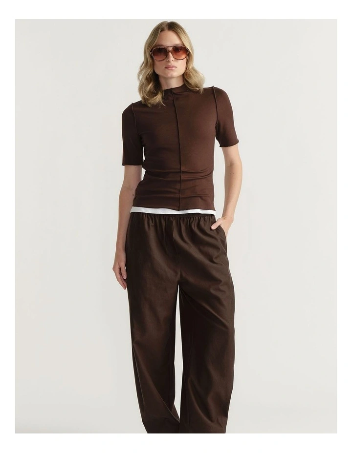 Short Sleeve Top in Brown image 1