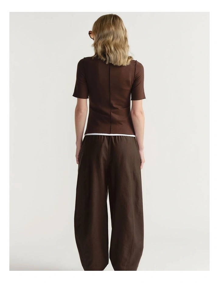 Short Sleeve Top in Brown image 2