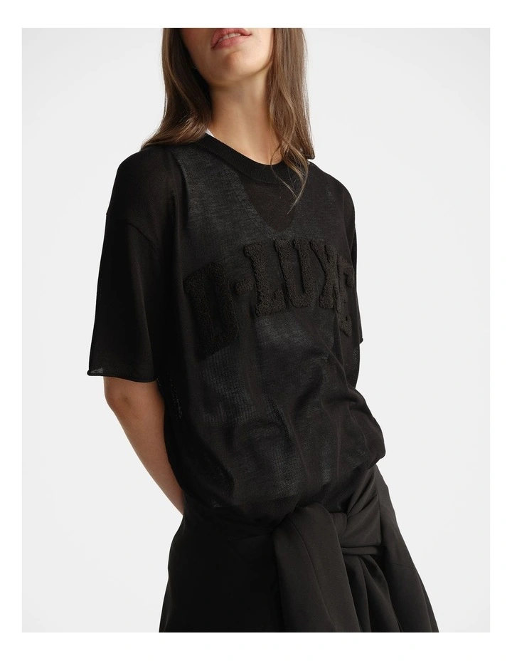 Fine Knit Tee in Black image 3