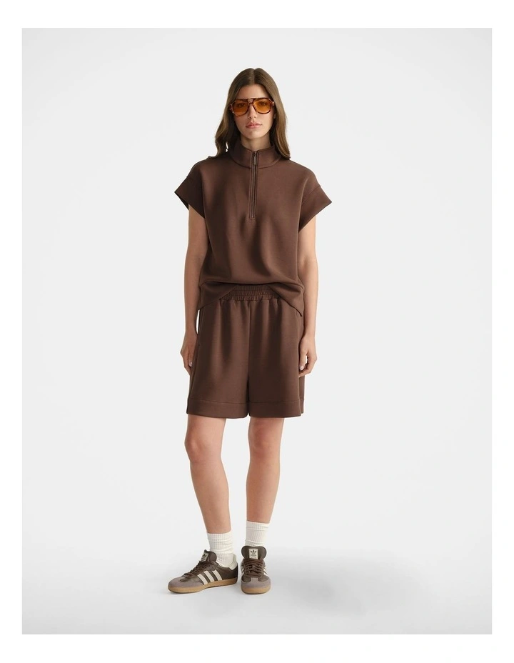 Neoprene Half Zip Top in Brown image 1