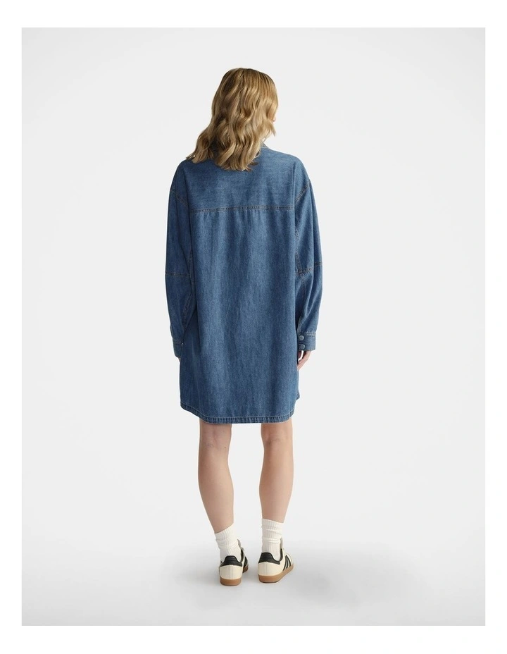 Chambray Stitch Dress in Field Blue image 2