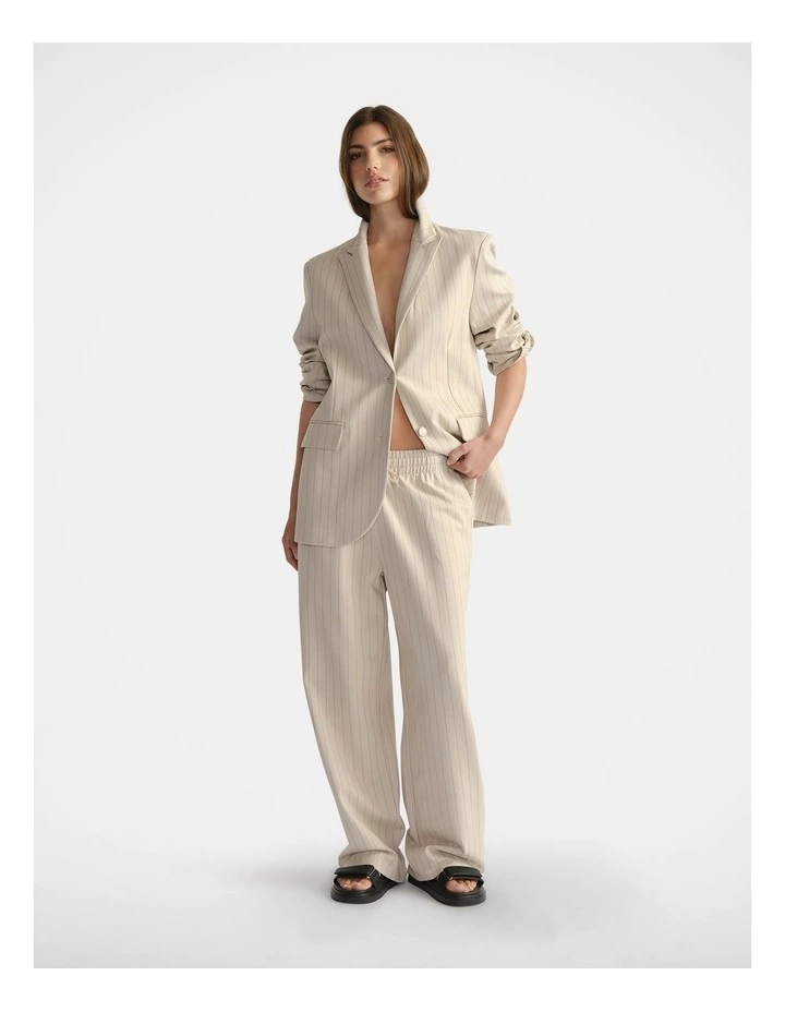 Pinstripe Blazer in Oat image 1