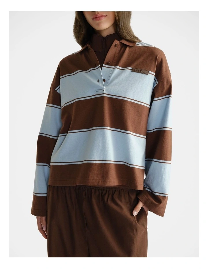 Stripe Polo Top in Multi image 3