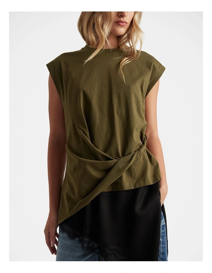 Rachel Twist Detail Top in Green image 3
