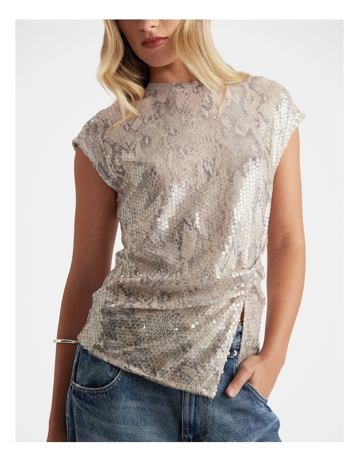 Remi Sequin Tank in Beige image 3