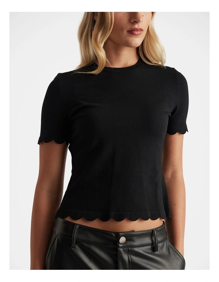 Kai Scallop Edge Tee in Black image 3