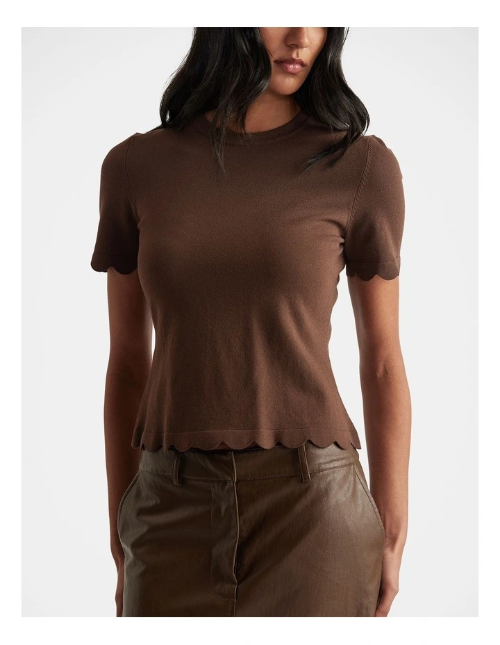 Kai Scallop Edge Tee in Brown image 3