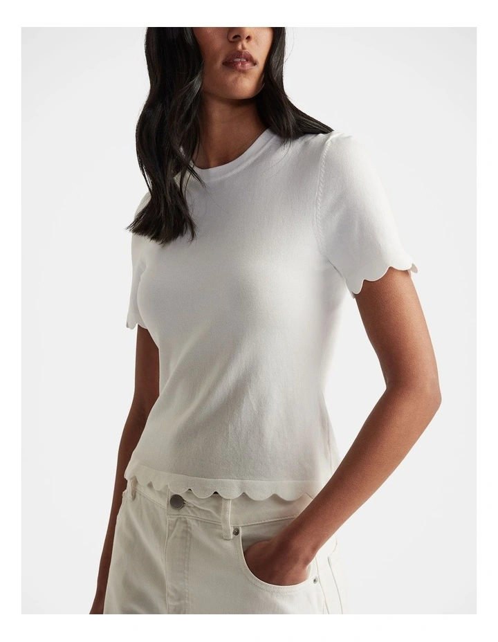 Kai Scallop Edge Tee in White image 3