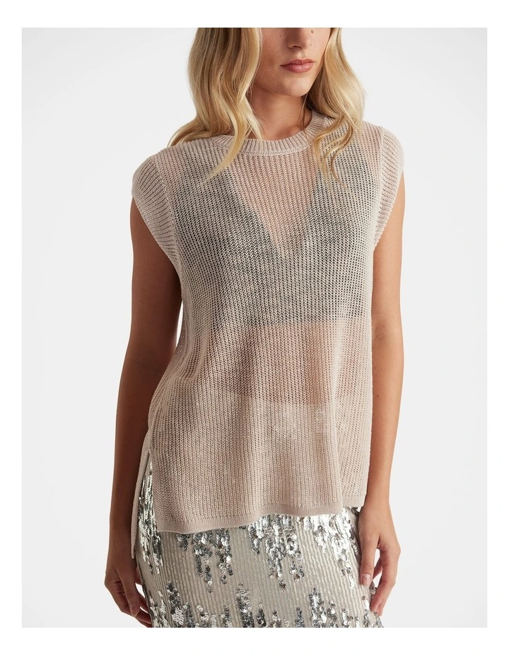 Olivia Knit Tank in Beige image 3