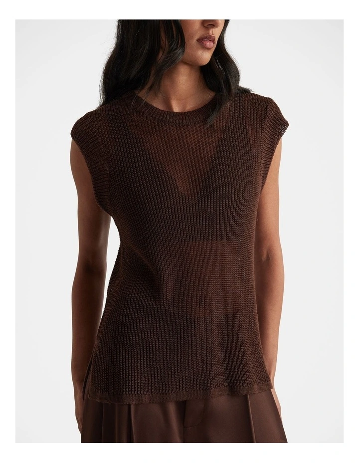 Olivia Knit Tank in Brown image 3