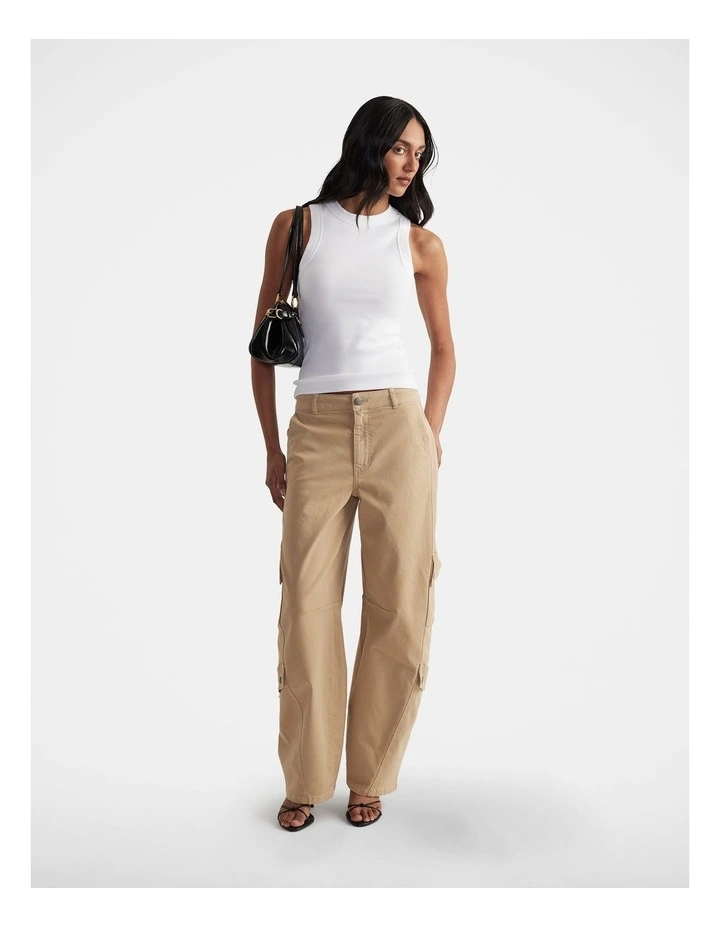 Alexa Barrel Cargo Pant in Beige image 1