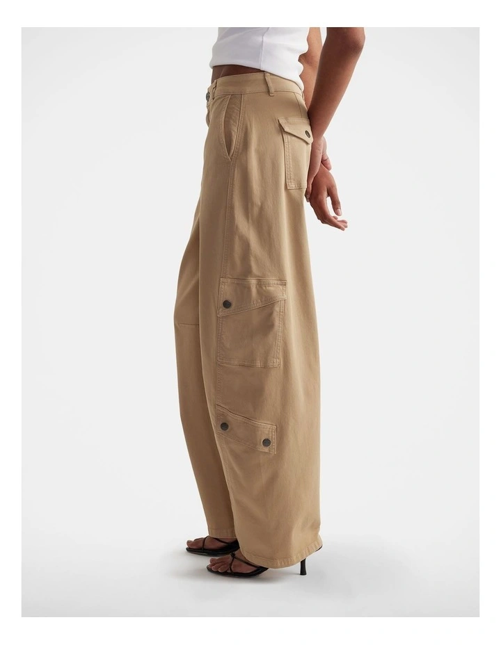Alexa Barrel Cargo Pant in Beige image 3