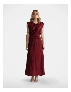 Tia Knot Front Midi Dress in Red