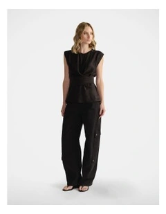 Tia Knot Front Top in Black