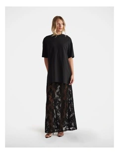 Lace Maxi Skirt in Black