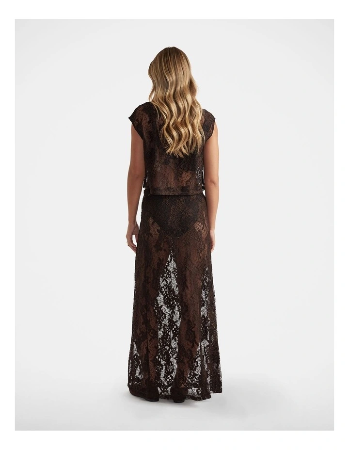 Lace Maxi Skirt in Brown image 2