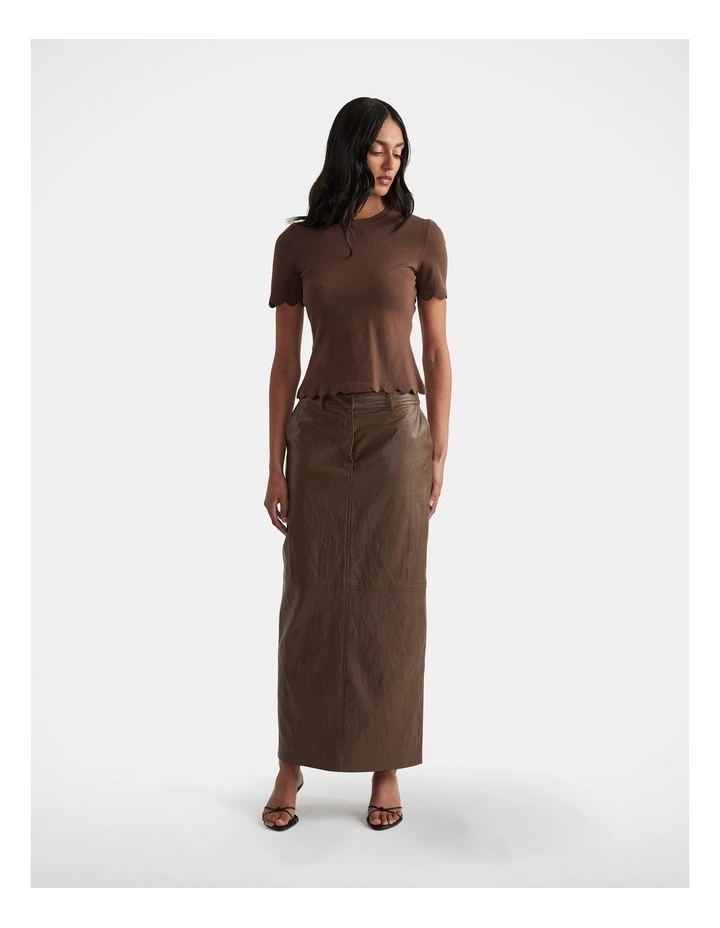 Faux Leather Maxi Skirt in Brown image 1