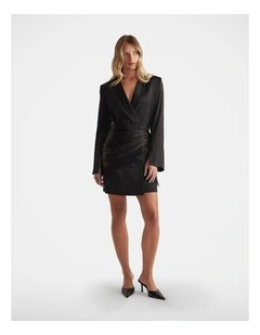 Celiene Satin Blazer Dress in Black