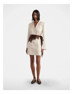 Celiene Satin Blazer Dress in Cream