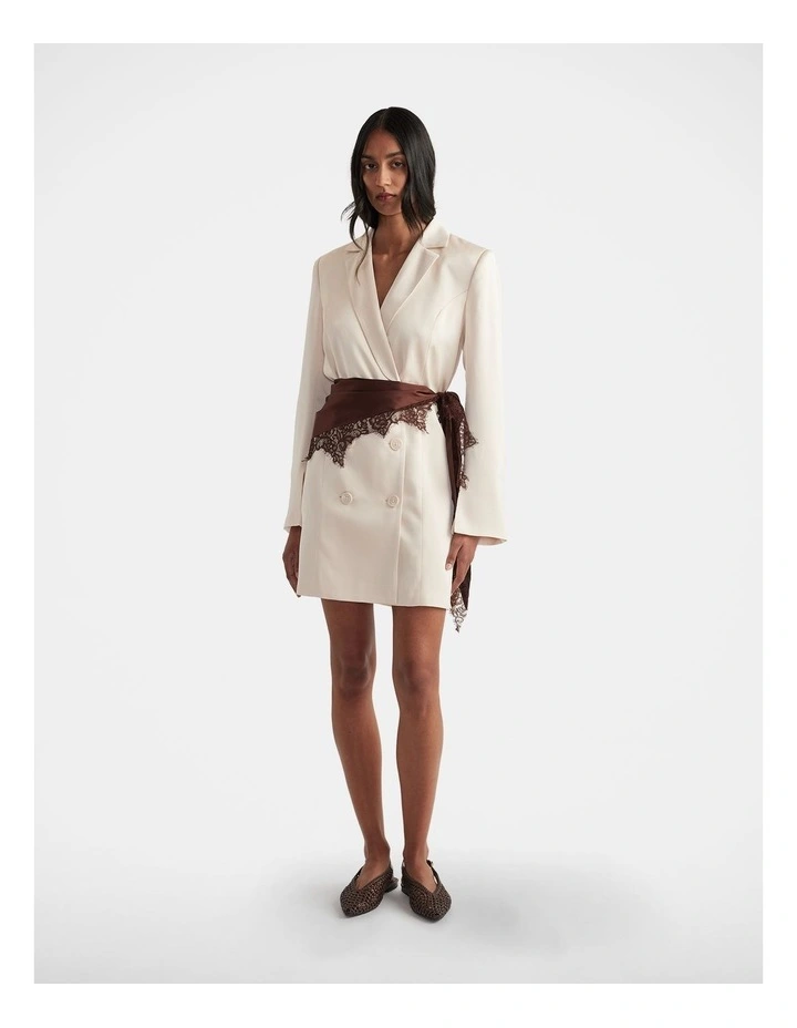 Celiene Satin Blazer Dress in Cream image 1