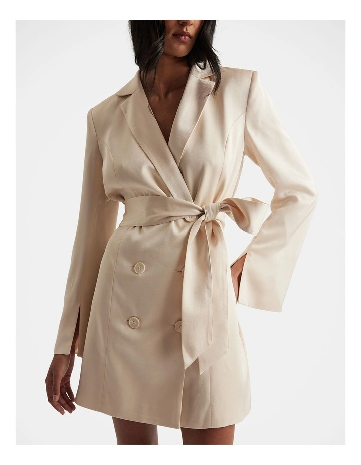Celiene Satin Blazer Dress in Cream image 3