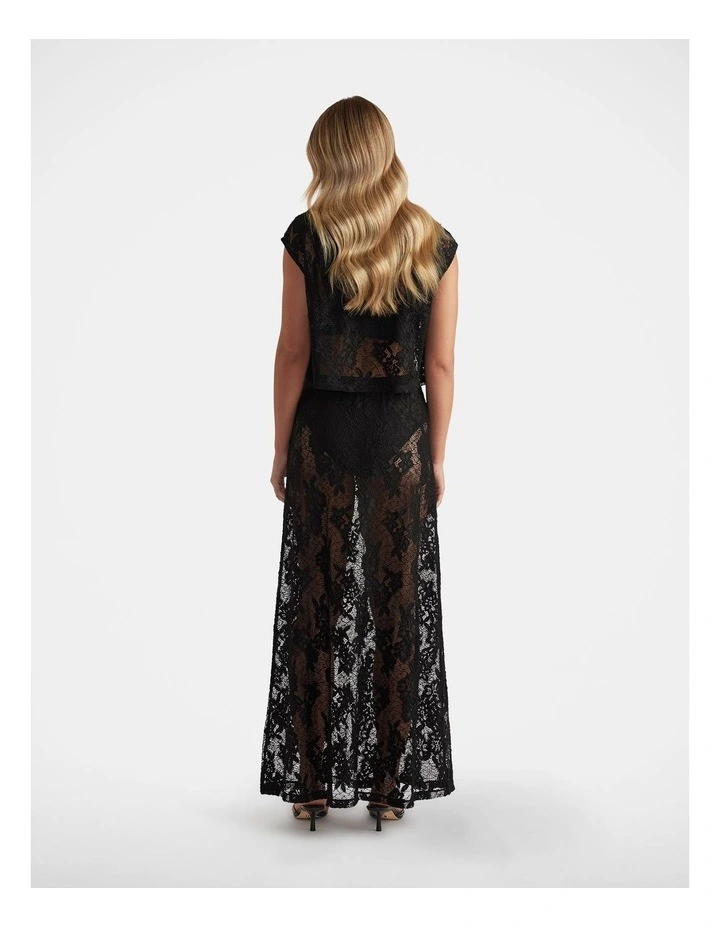 Lace Cropped Top in Black image 2