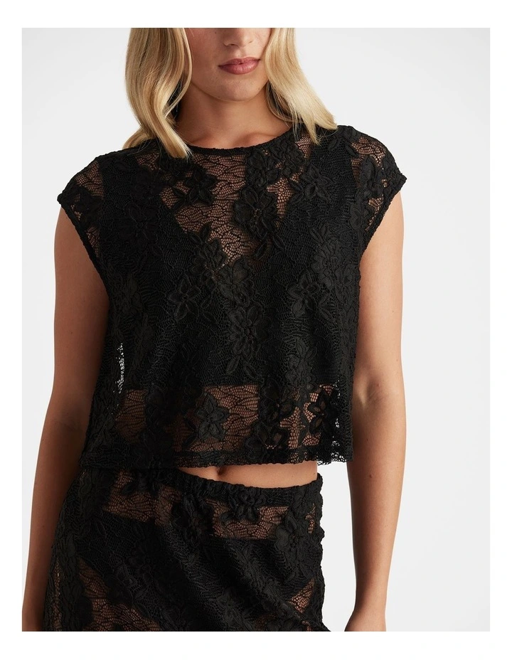 Lace Cropped Top in Black image 3