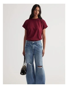 Daisy Ripped Horseshoe Jean in Blue