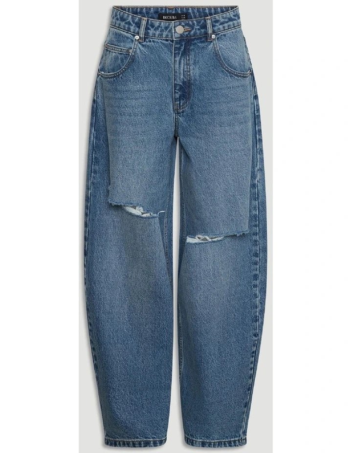 Daisy Ripped Horseshoe Jean in Blue image 3