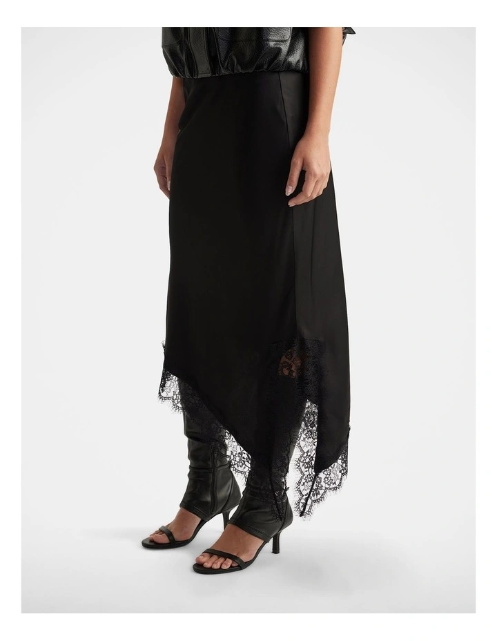 Karla Lace Slip Skirt in Black image 3
