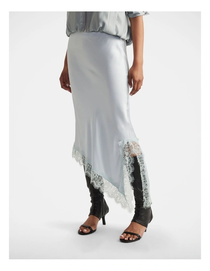 Karla Lace Slip Skirt in Cloud Blue image 3