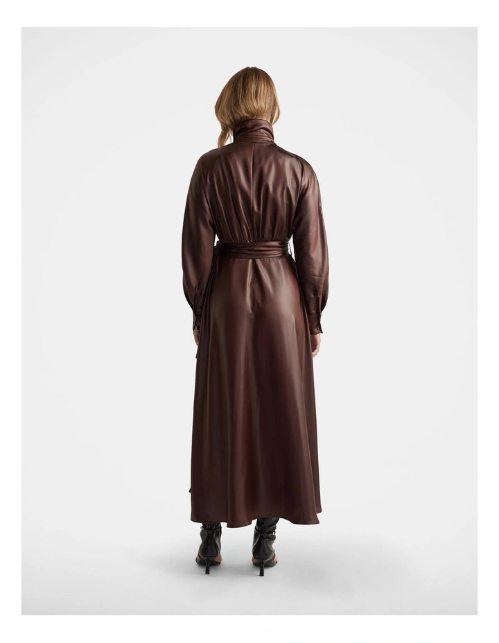 Bree Satin Wrap Maxi Dress in Brown image 2