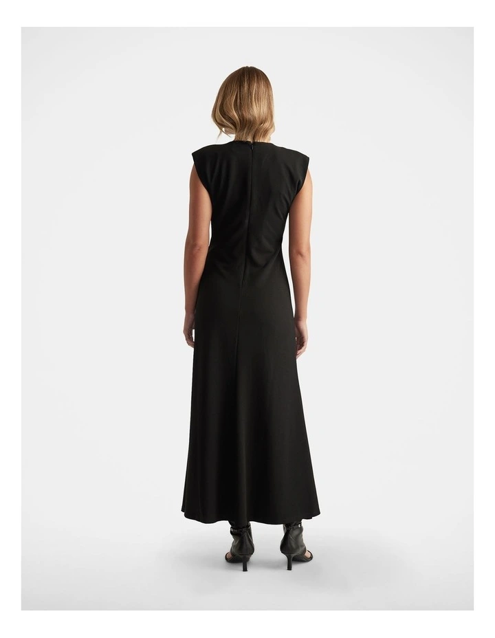 Bonnie Shoulder Pad Maxi Dress in Black image 2