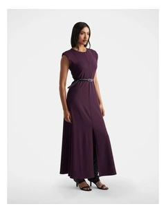 Bonnie Shoulder Pad Maxi Dress in Purple