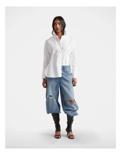 Kristy Side Button Shirt in White