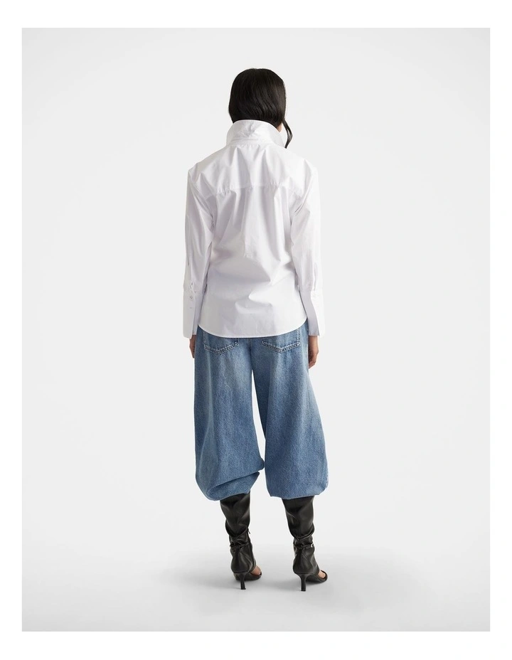 Kristy Side Button Shirt in White image 2