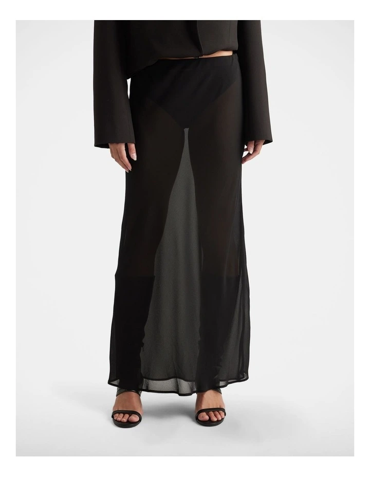 Faye Sheer Maxi Skirt in Black image 3