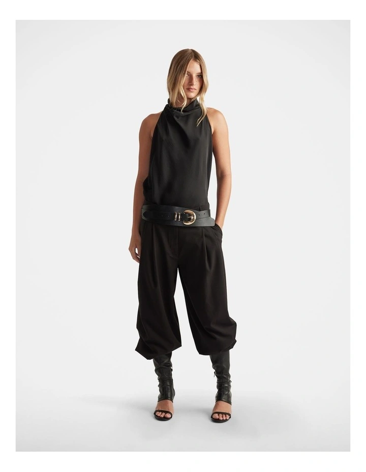 Holly Cowl Neck Halter Top in Black image 1