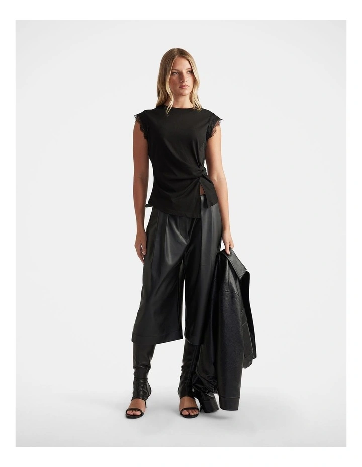 Dakota Lace Trim Tank in Black image 1