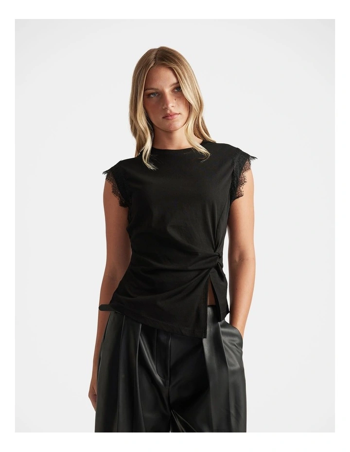 Dakota Lace Trim Tank in Black image 3