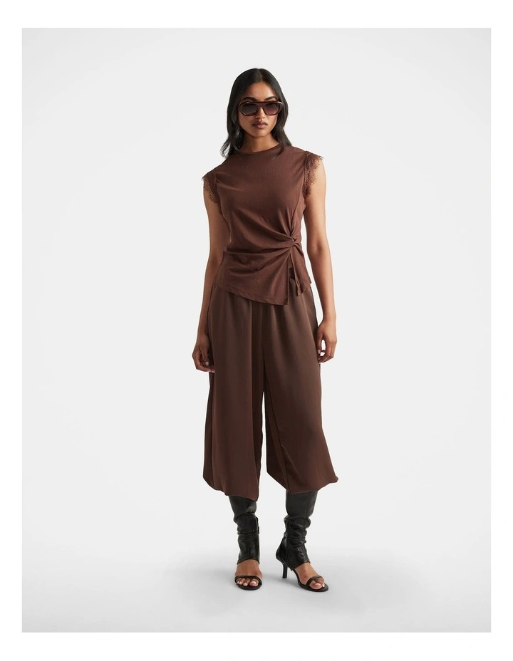 Dakota Lace Trim Tank in Brown image 1